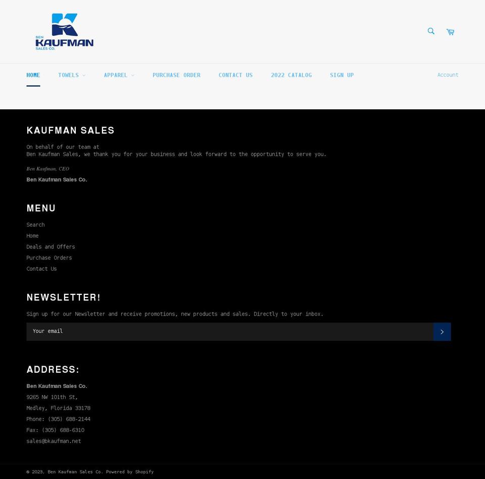 benkaufmansales.com shopify website screenshot