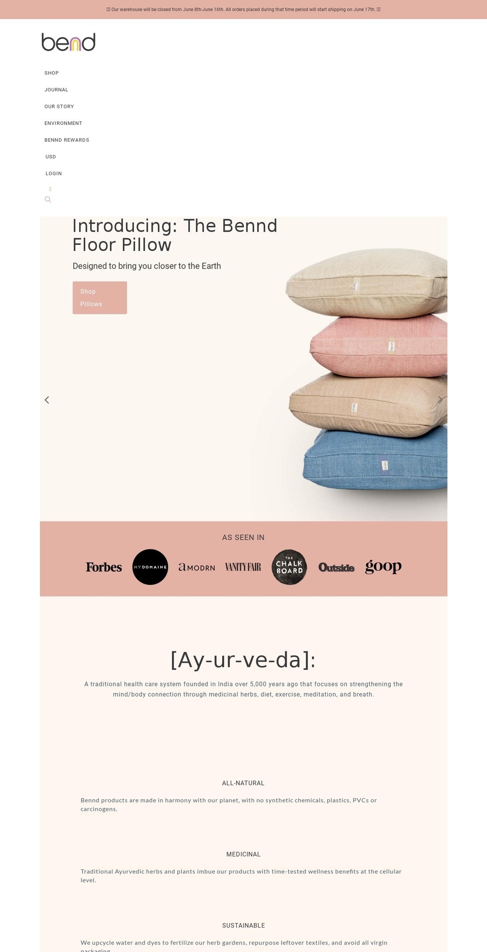 benndyoga.com shopify website screenshot