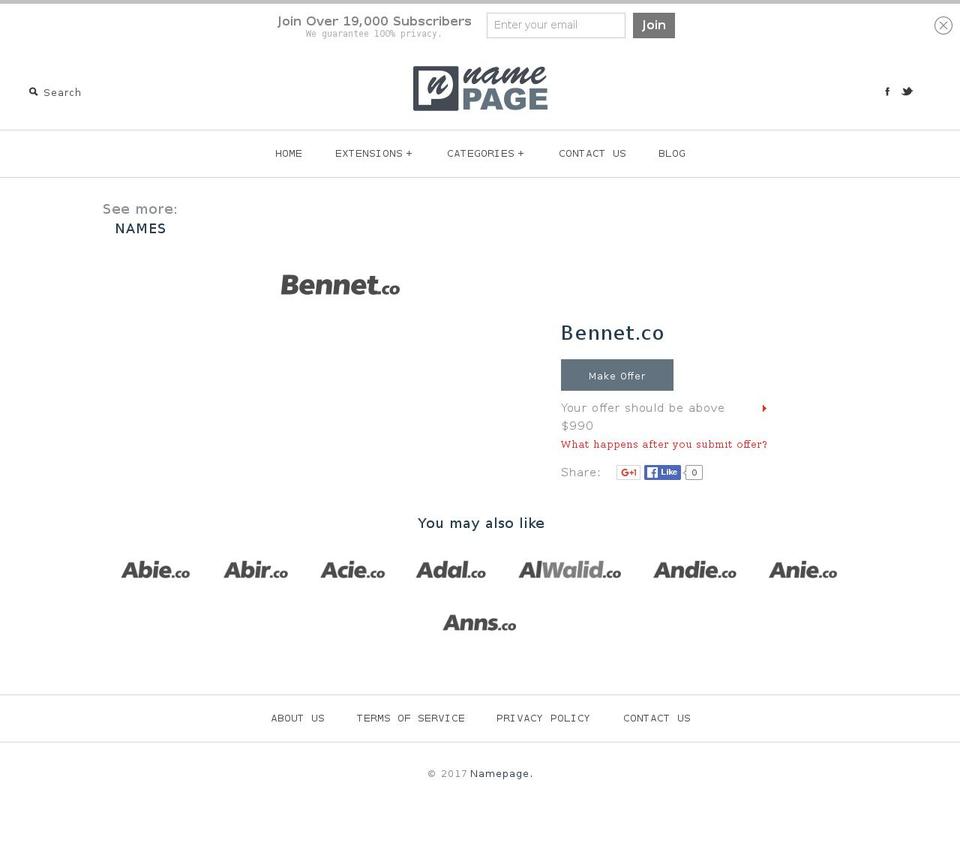 bennet.co shopify website screenshot