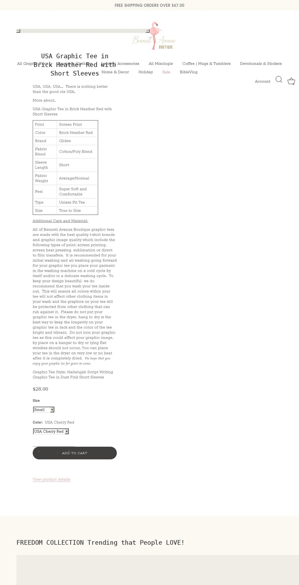 bennettavenueboutique.com shopify website screenshot