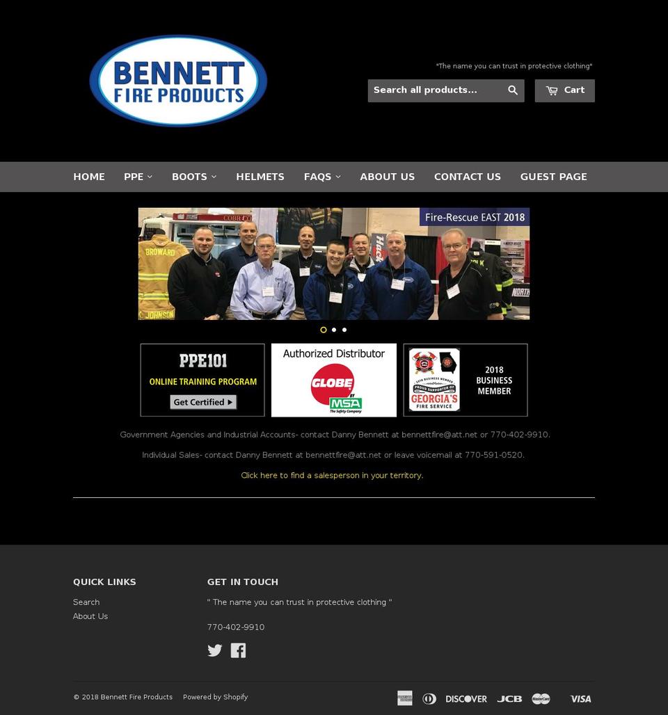 bennettfire.com — Shopify storefront screenshot