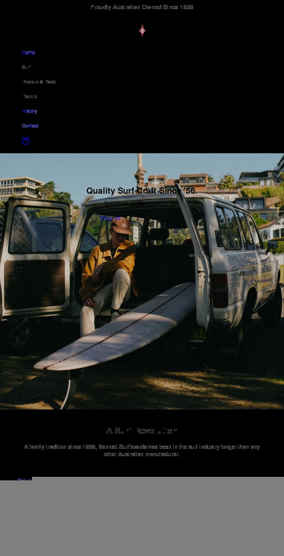 bennettsurf.com shopify website screenshot