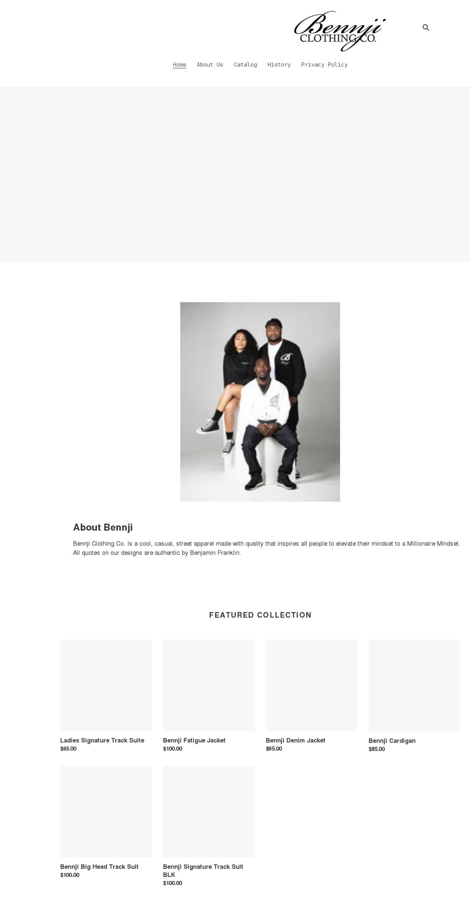 bennjiclothingco.com shopify website screenshot