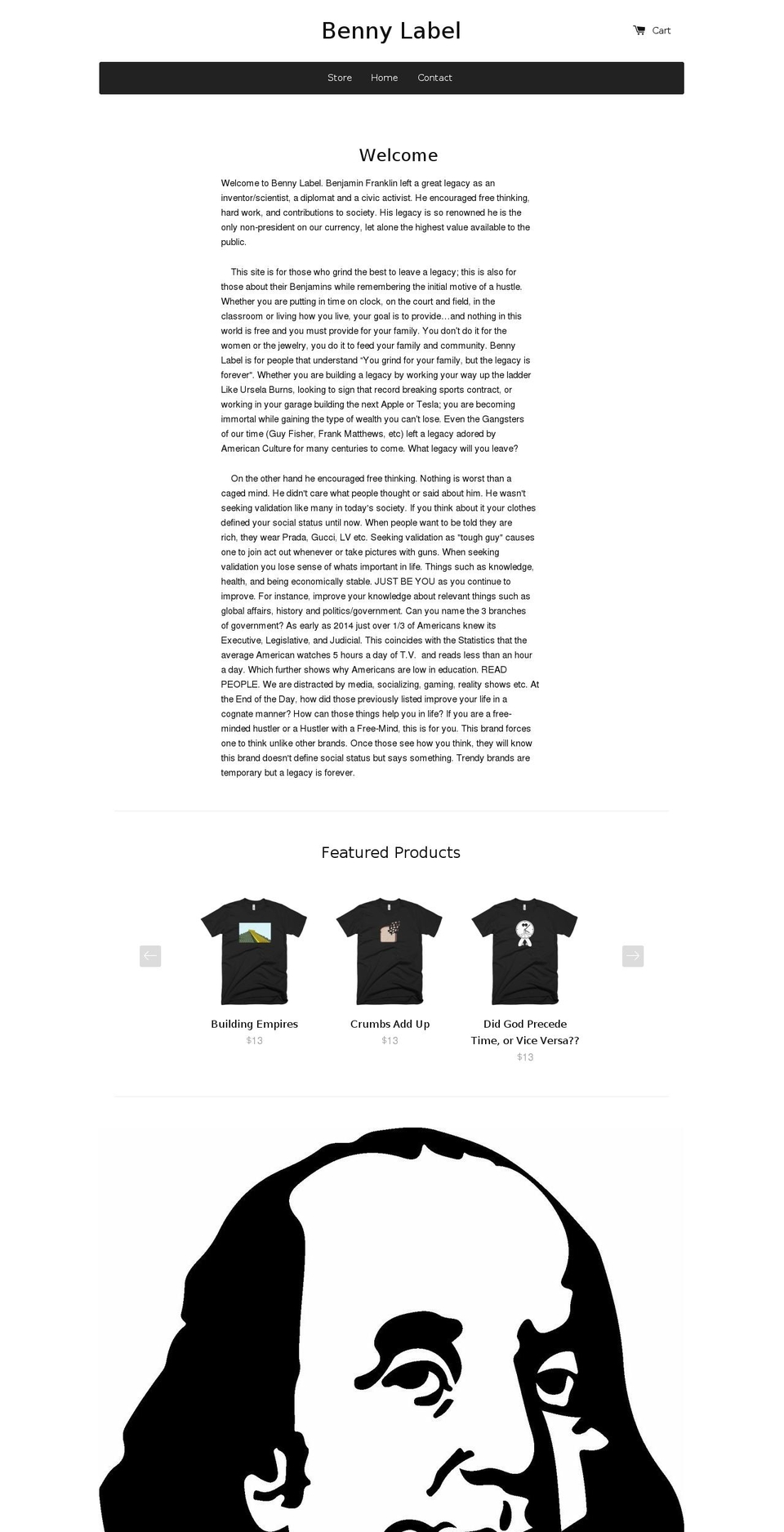 bennylabel.com — Shopify storefront screenshot