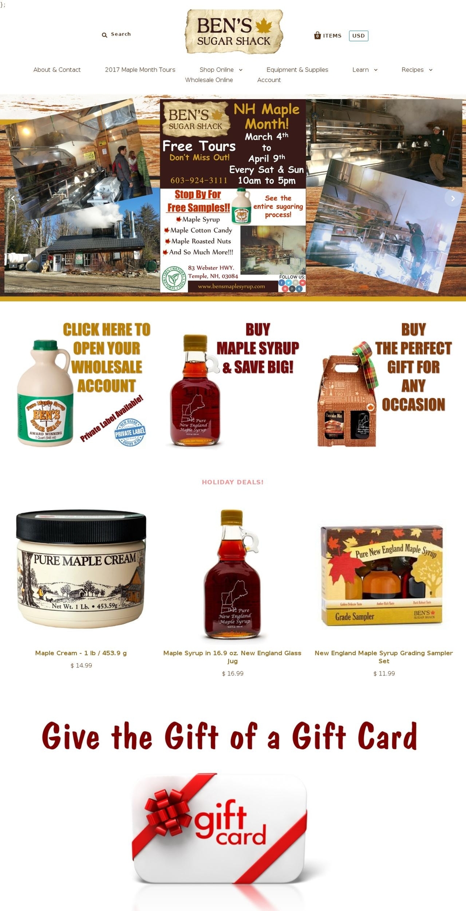 bens-maple-syrup.com shopify website screenshot