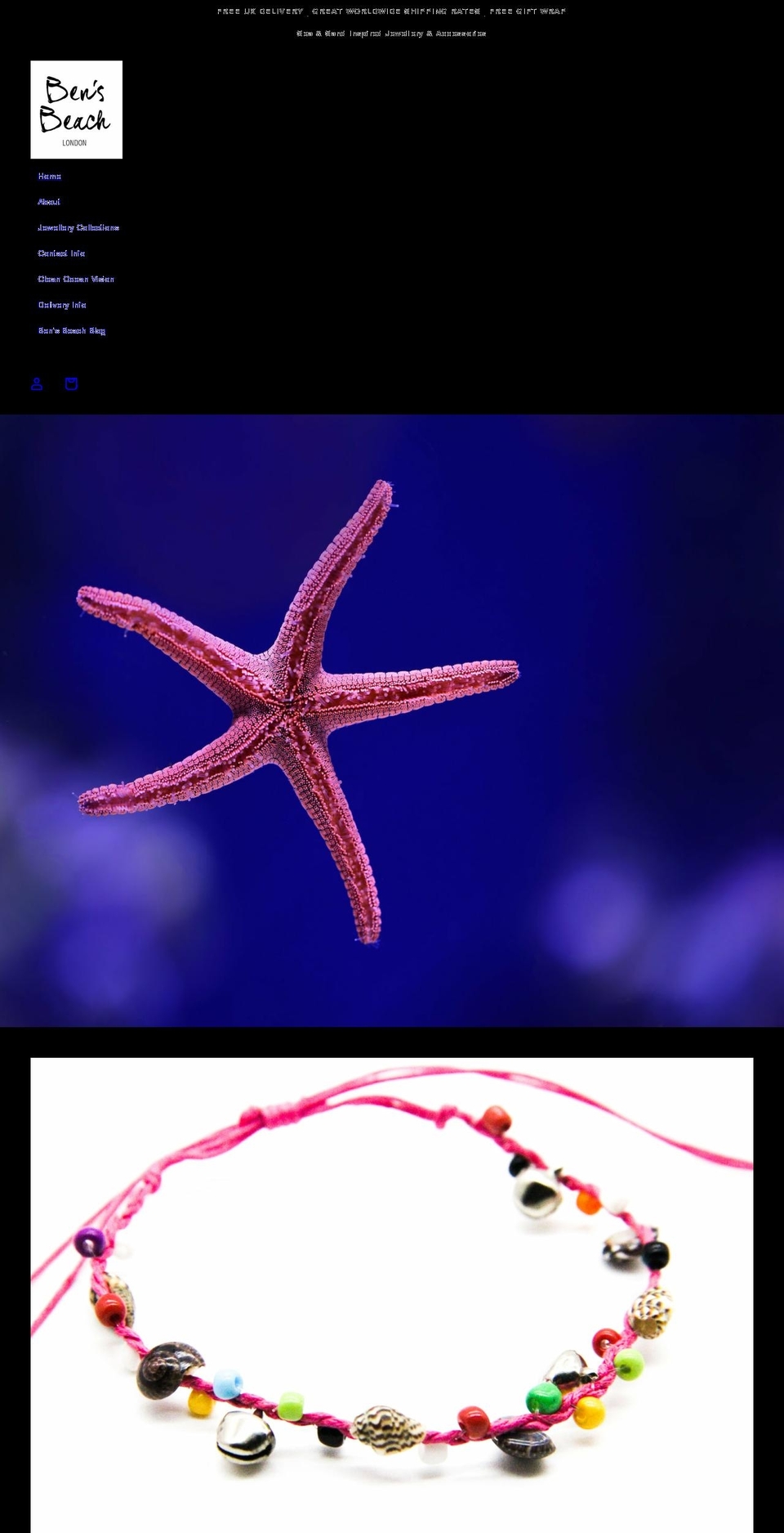 bensbeach.com shopify website screenshot