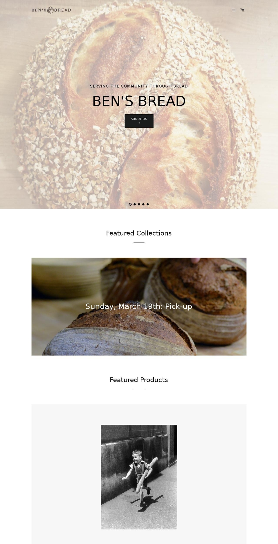 bensbread.com shopify website screenshot