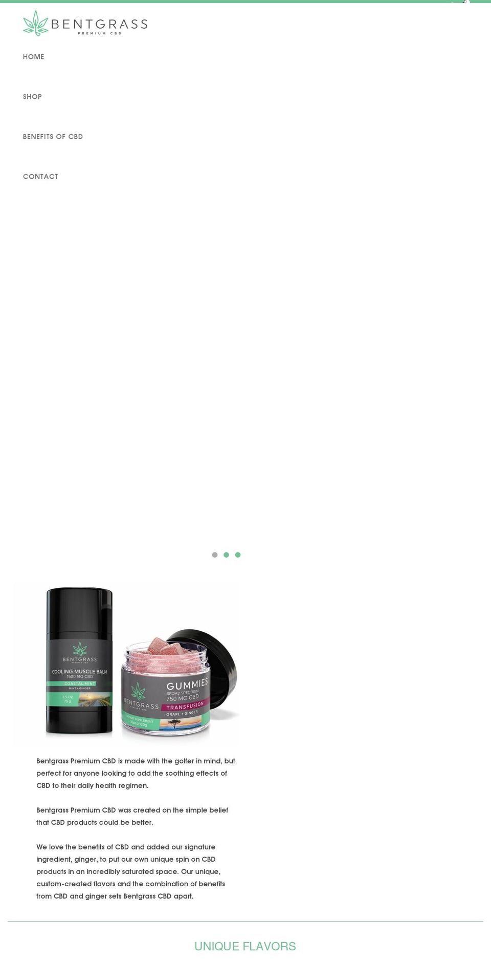 bentgrasscbd.com shopify website screenshot