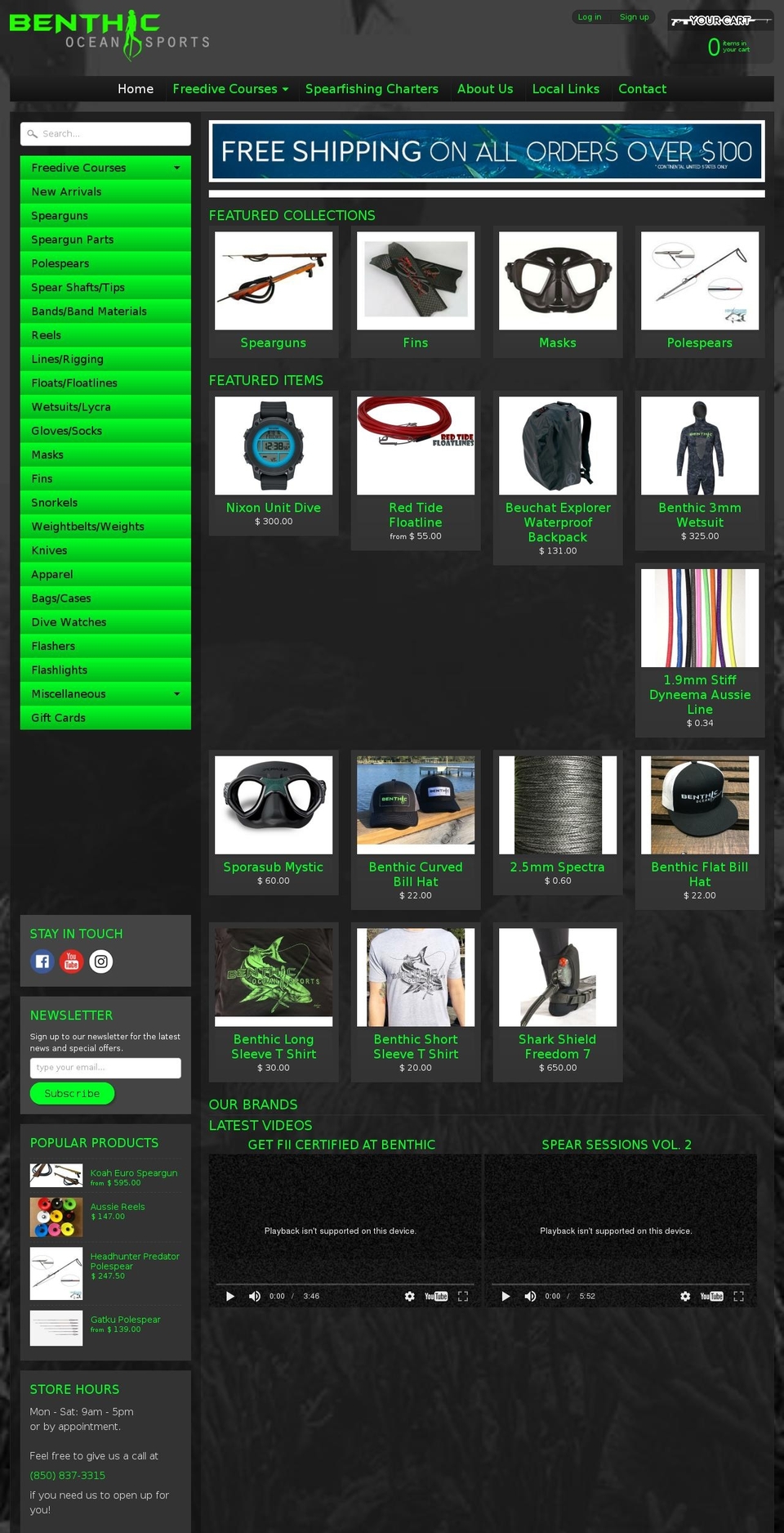 benthicoceansports.com shopify website screenshot