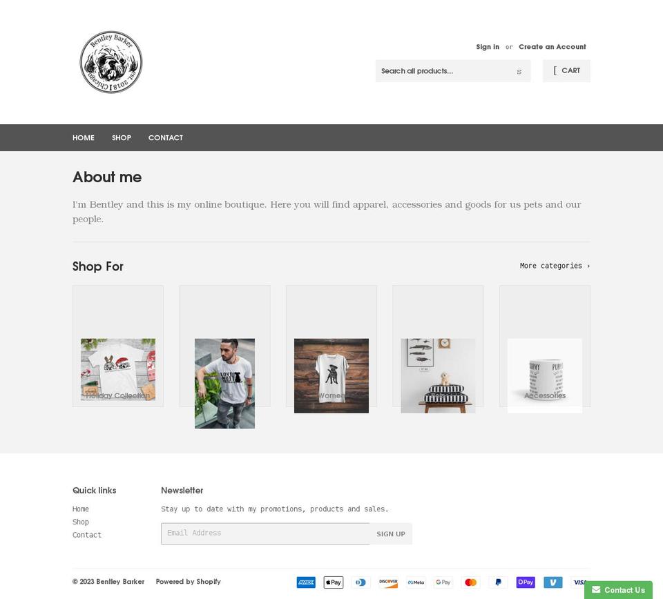 bentleybarkerchicago.com shopify website screenshot
