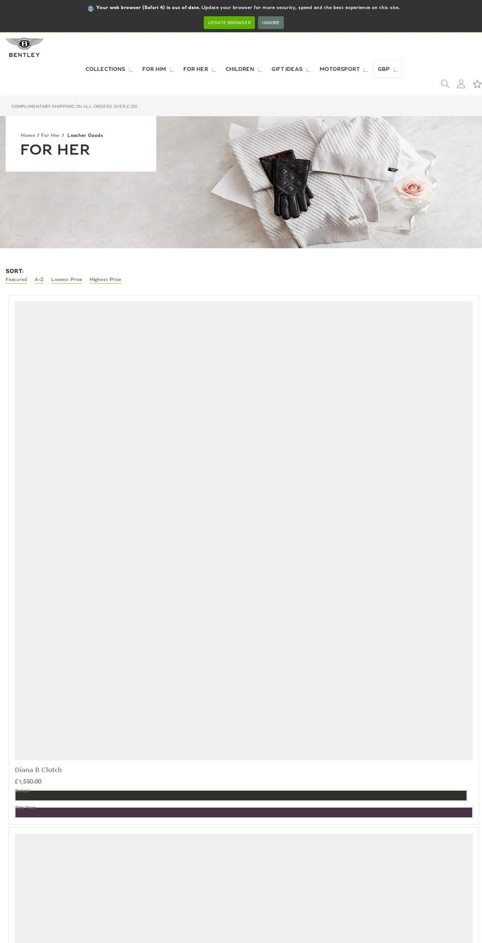 bentleyluxurycollection.com — Shopify storefront screenshot