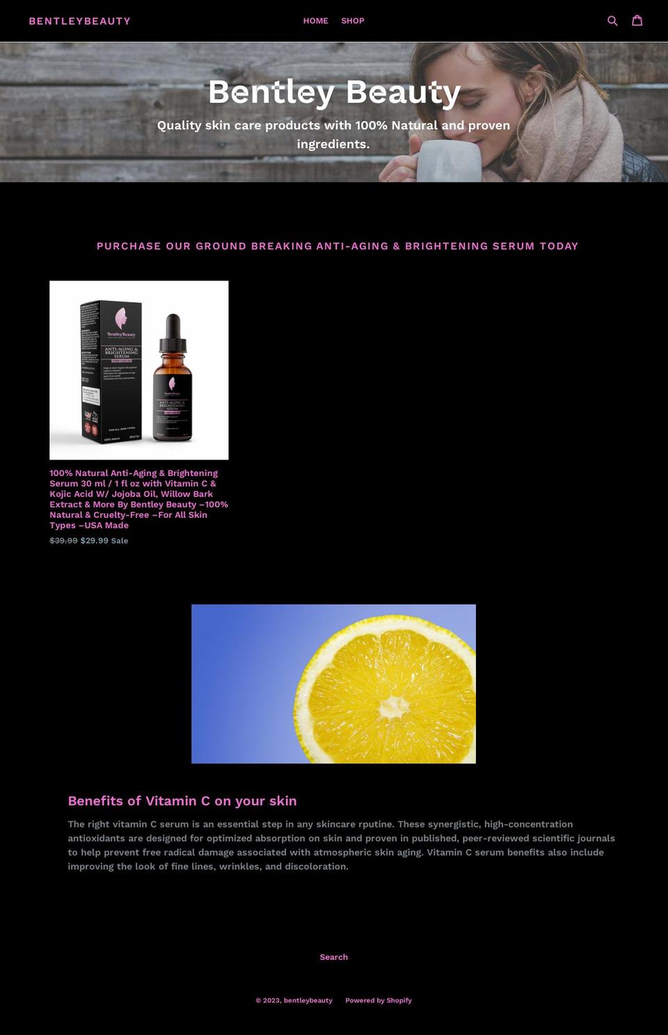 bentleyskin.com — Shopify storefront screenshot