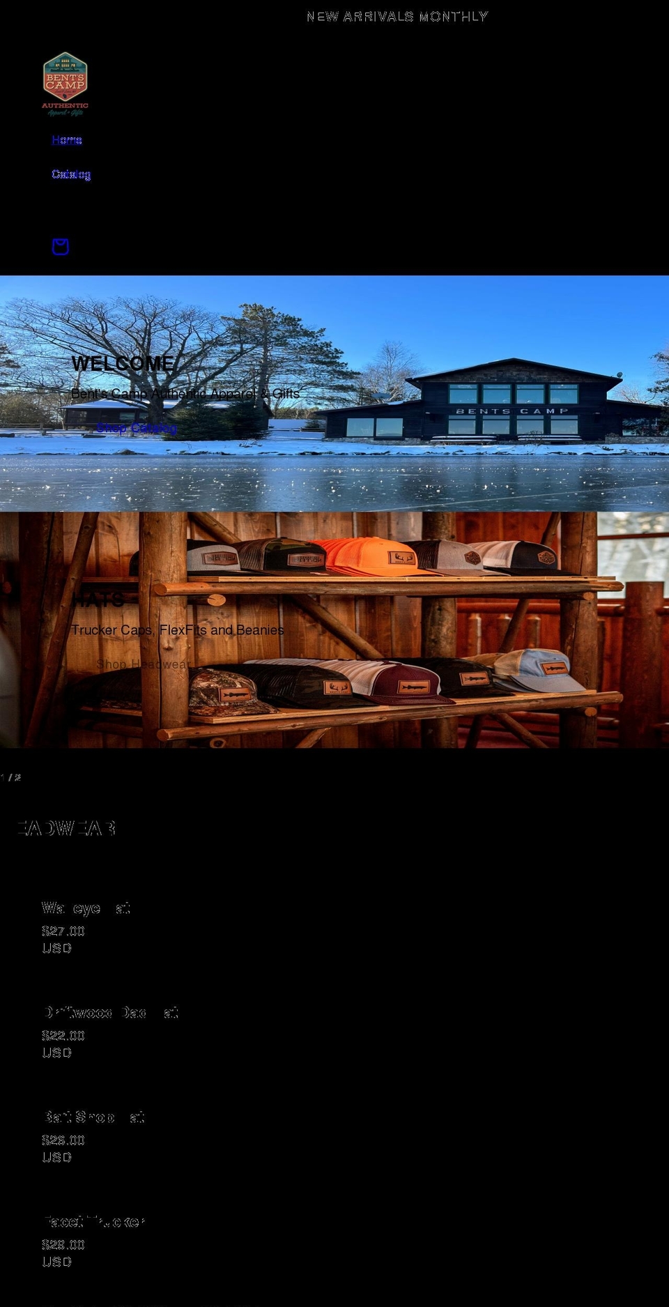 bentscampgiftshop.com shopify website screenshot