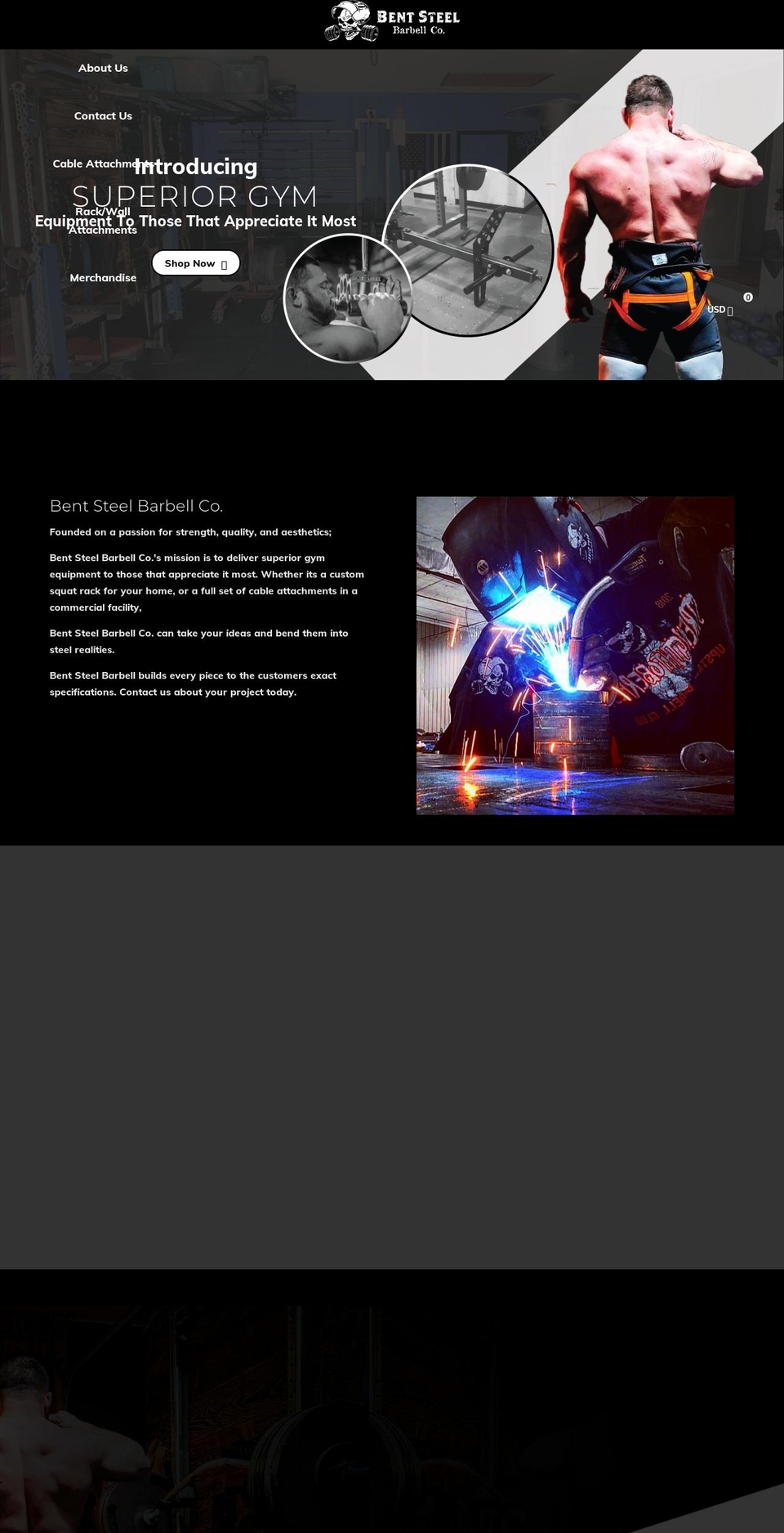 bentsteelbarbellco.com shopify website screenshot