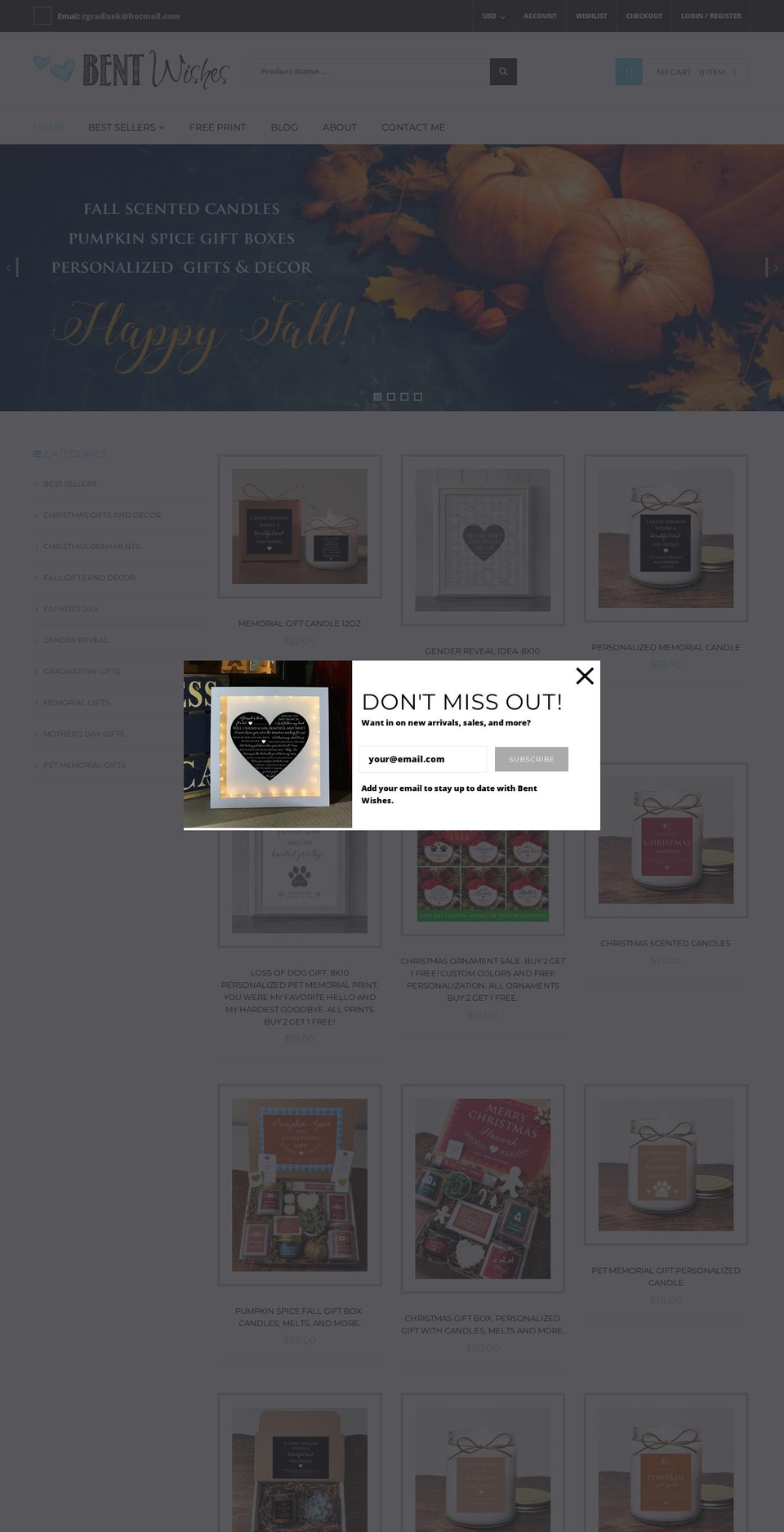 mytheme Shopify theme site example bentwishes.com