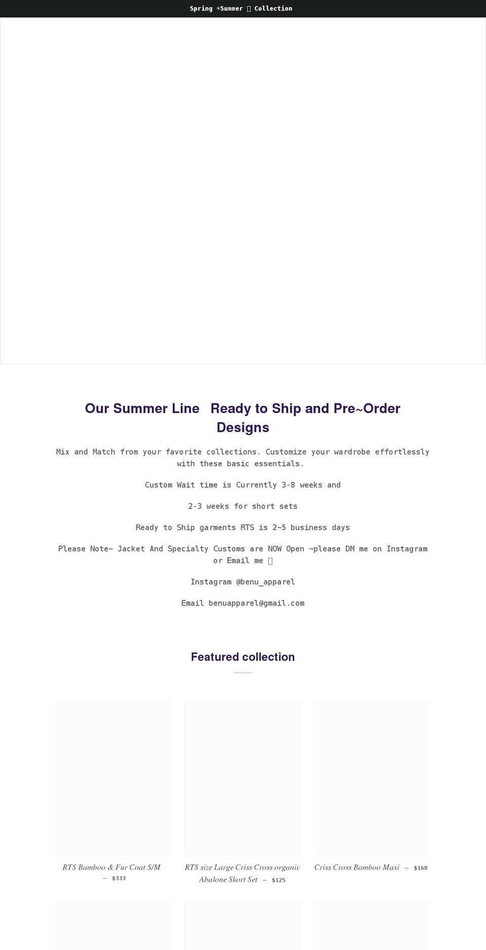 benu-apparel.com shopify website screenshot
