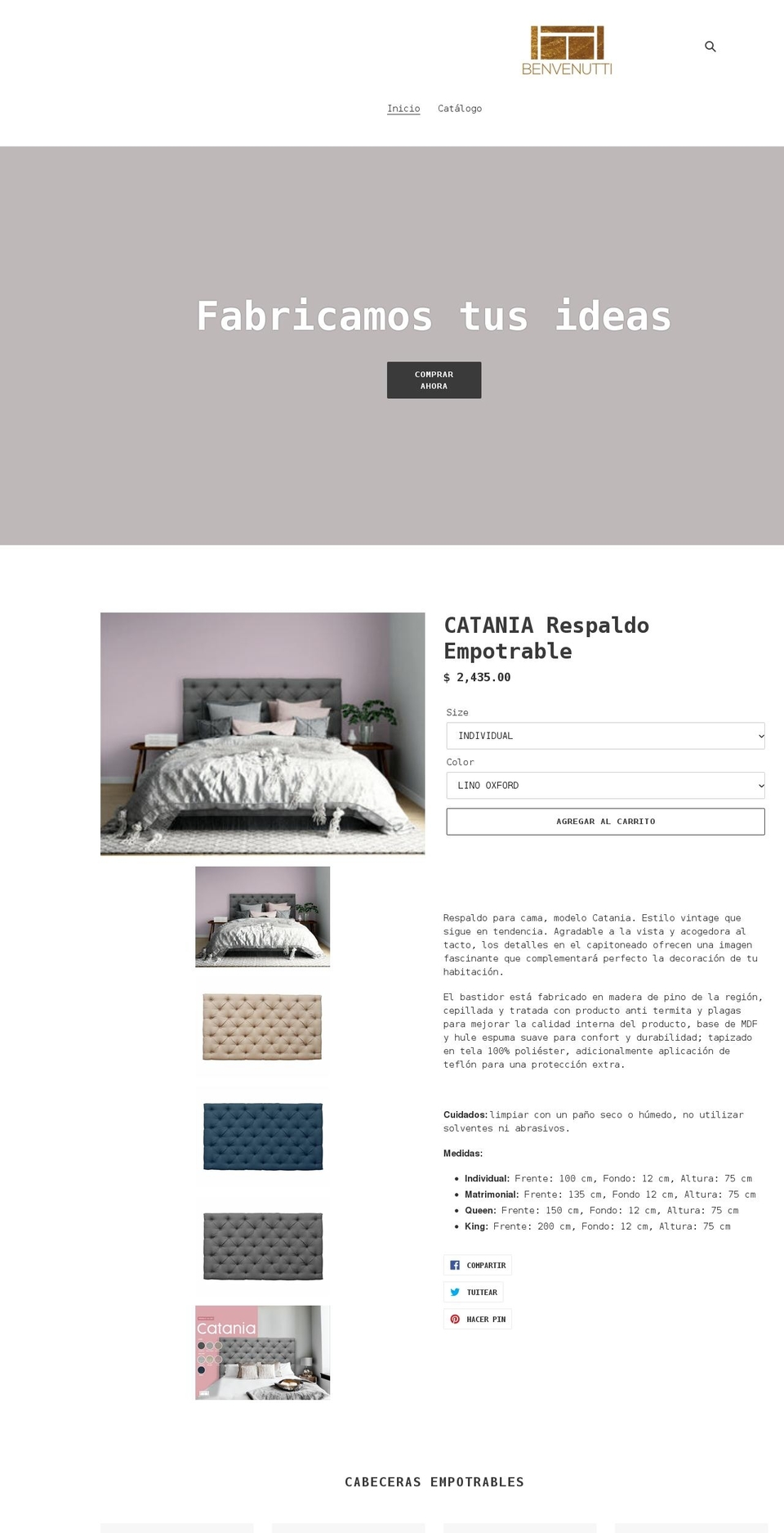 benvenutti.com.mx shopify website screenshot