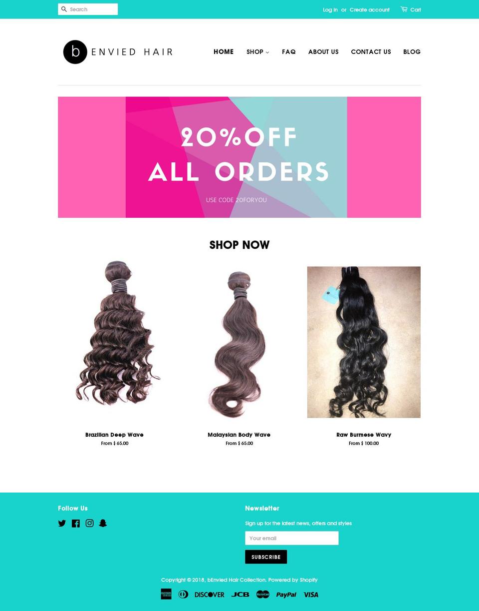benviedhair.com — Shopify storefront screenshot