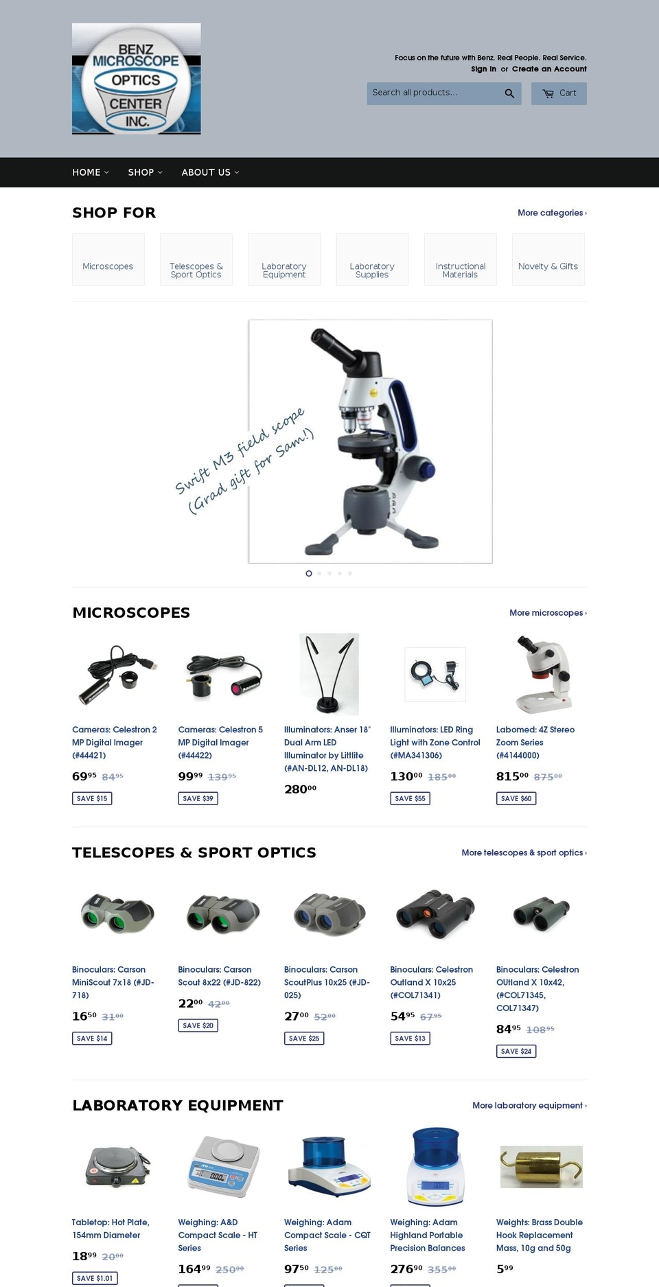 benzmicroscope.com shopify website screenshot