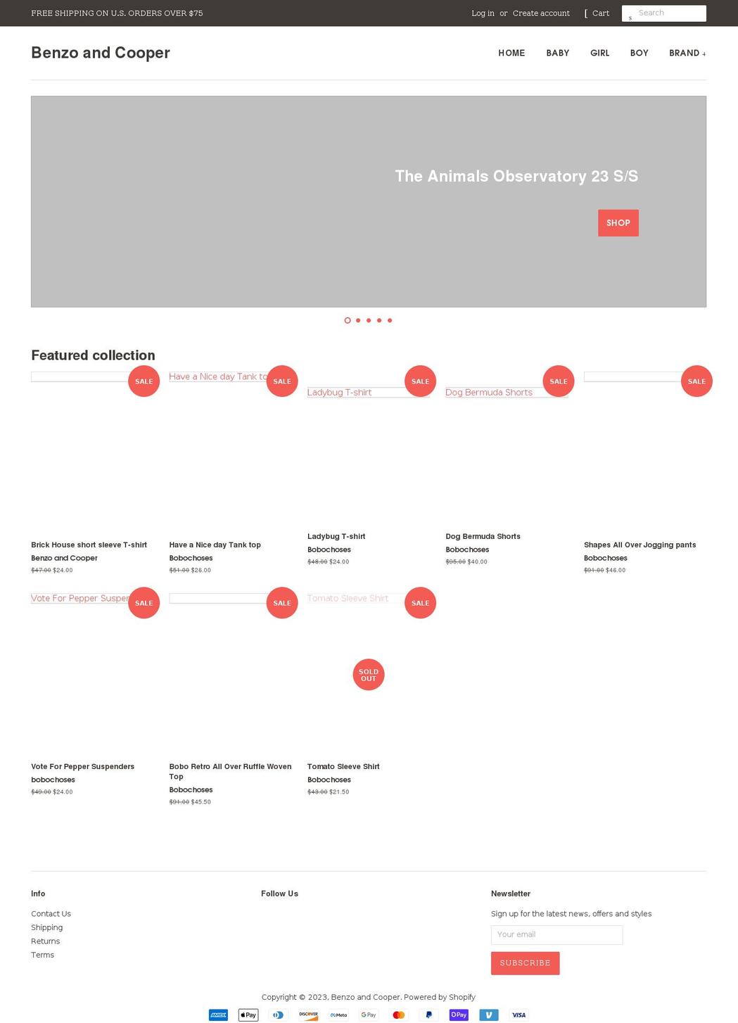 benzoandcooper.com shopify website screenshot