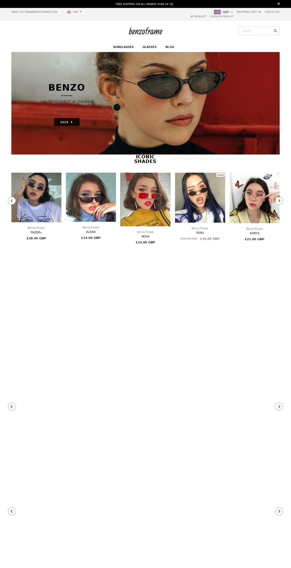 benzoframe.com — Shopify storefront screenshot