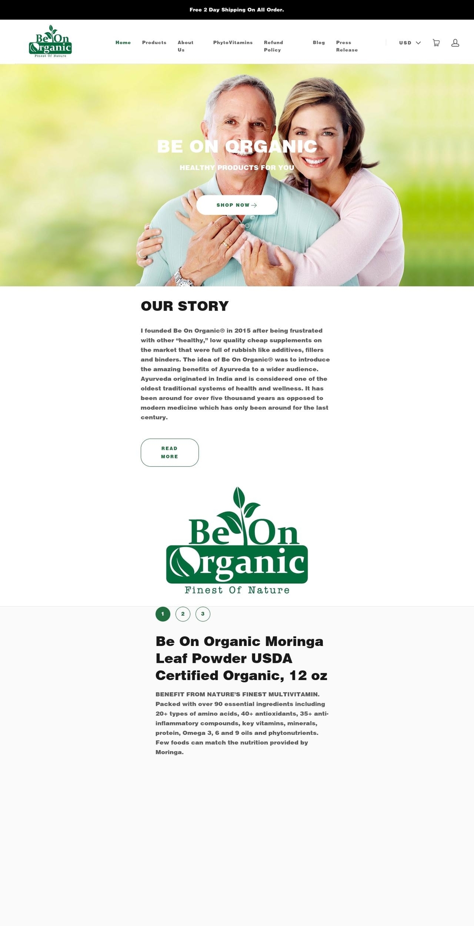 beonorganic.net shopify website screenshot