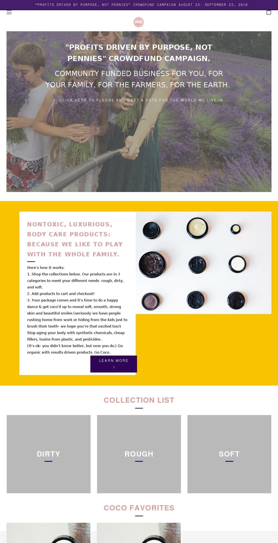 beorganicbycoco.com — Shopify storefront screenshot