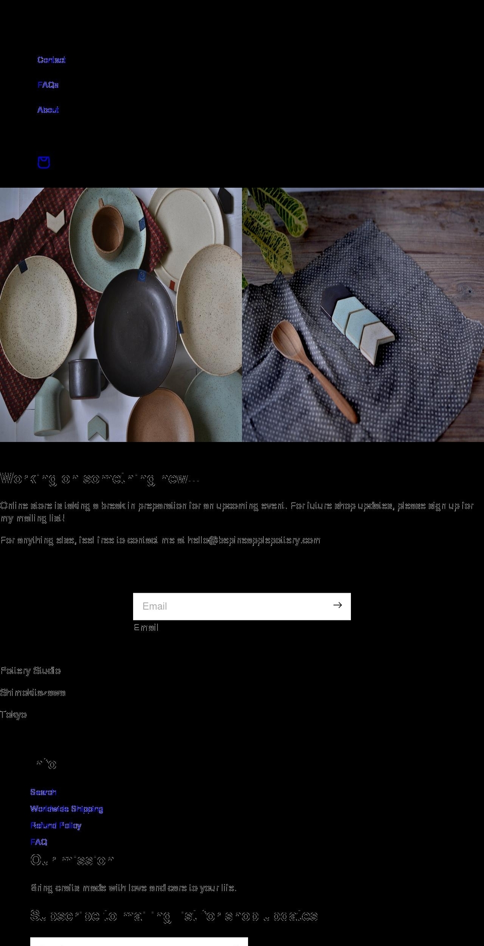 bepineapplepottery.com shopify website screenshot