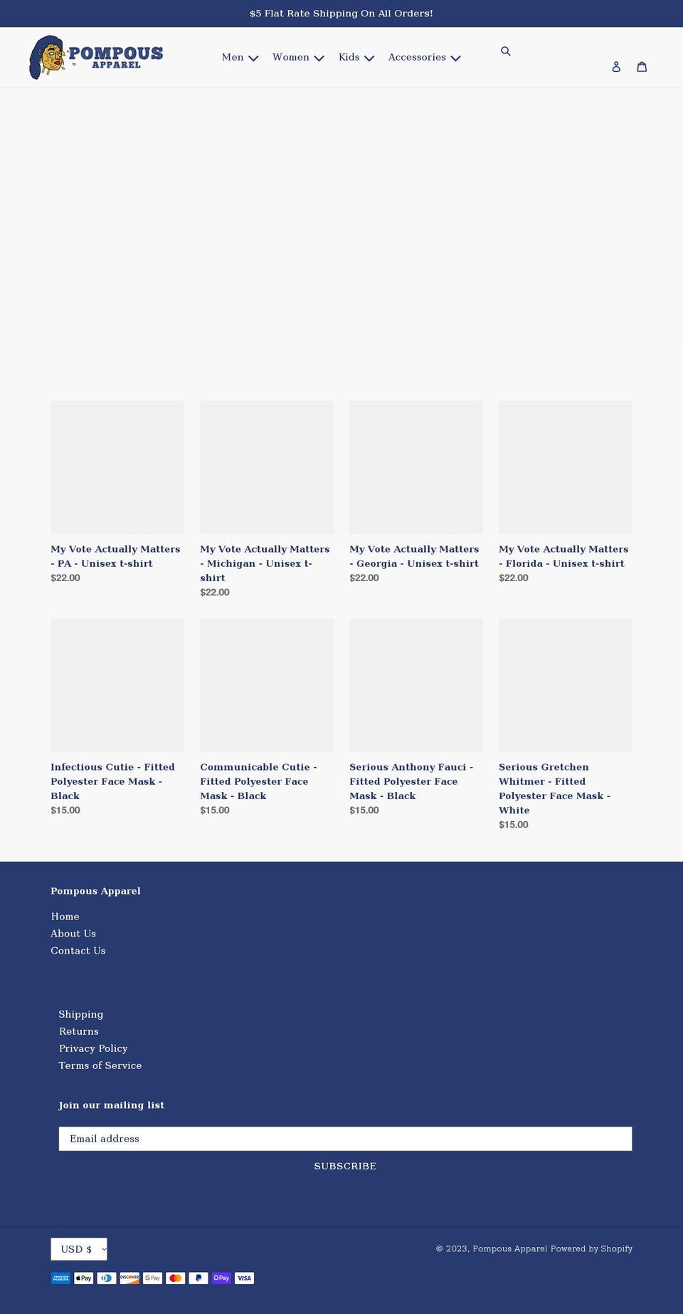 bepompous.com shopify website screenshot