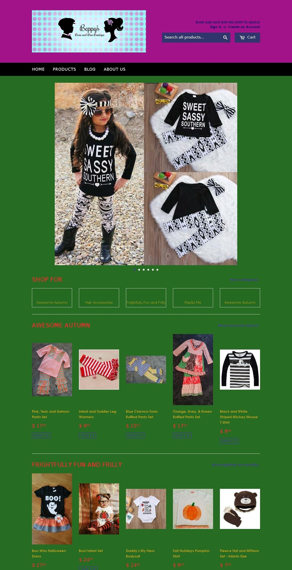 beppysbowboutique.com — Shopify storefront screenshot