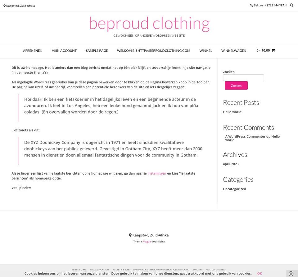 beproudclothing.com — Shopify storefront screenshot