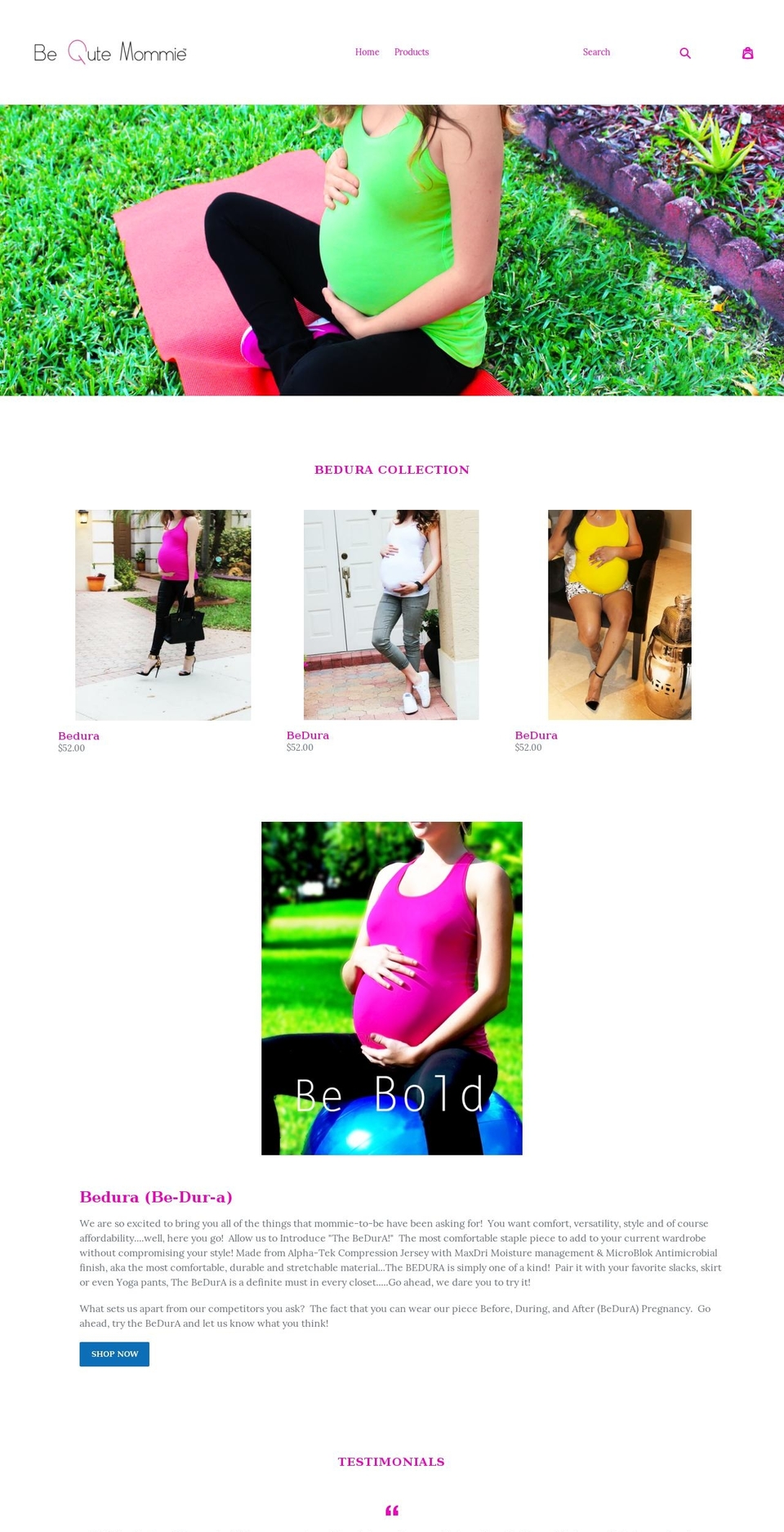bequtemommie.com — Shopify storefront screenshot