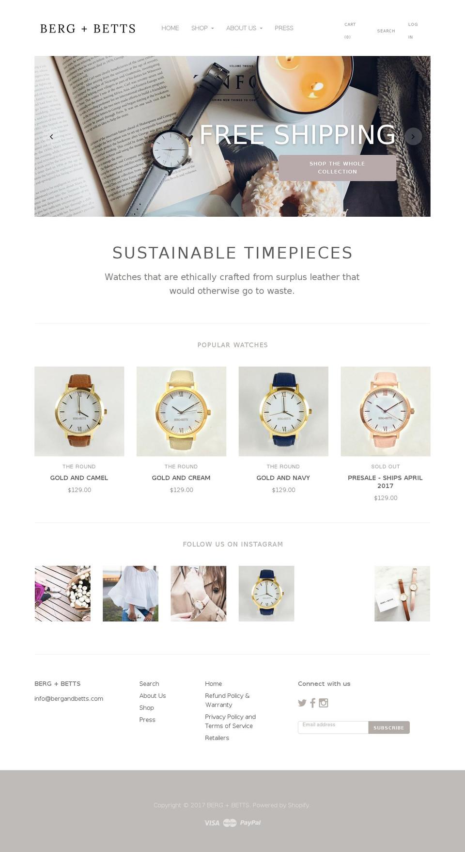 bergandbetts.com shopify website screenshot