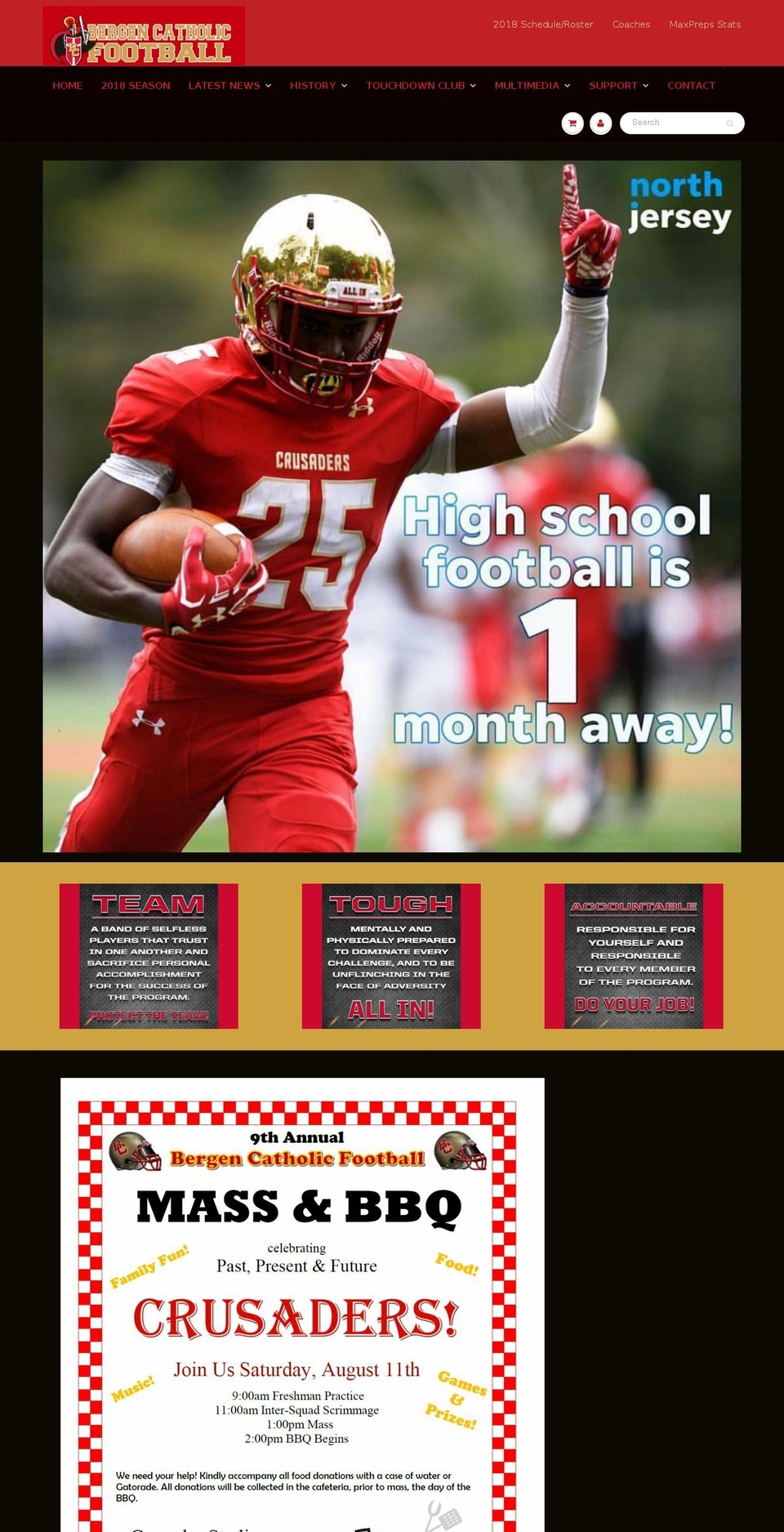 bergencatholicfootball.org shopify website screenshot