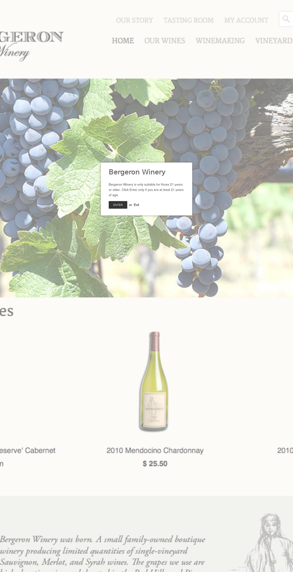 bergeronwinery.com shopify website screenshot