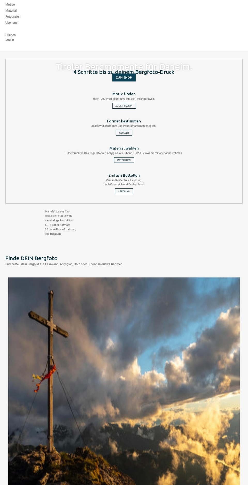 bergfoto.tirol shopify website screenshot