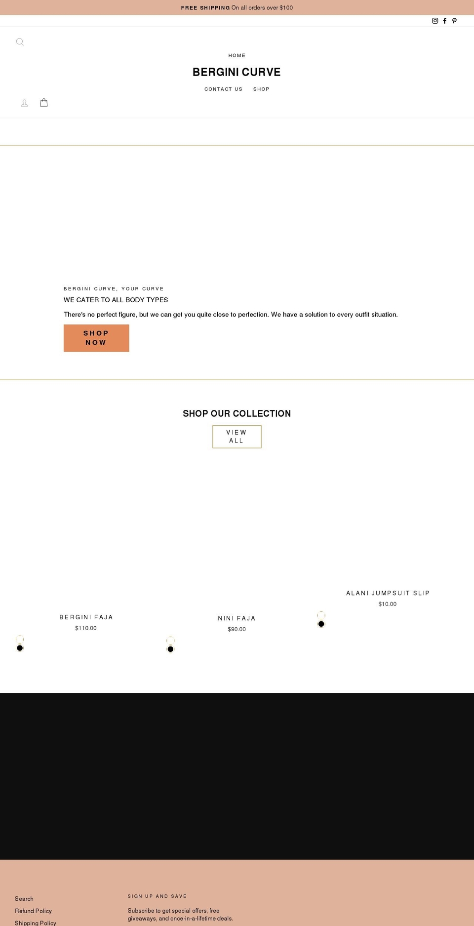 berginicurve.com shopify website screenshot