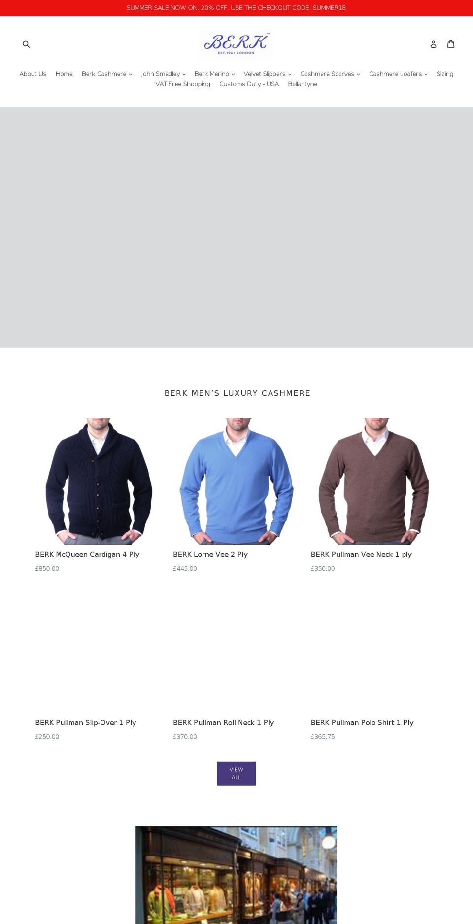 berkcashmere.co.uk shopify website screenshot