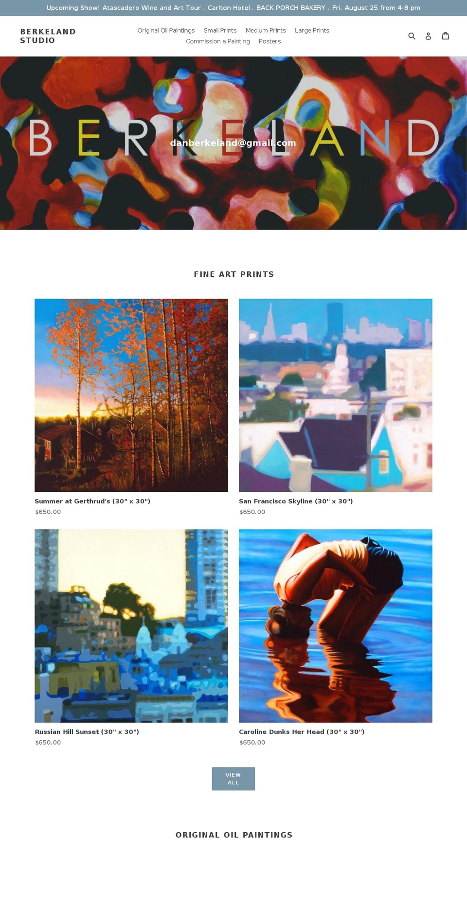 berkelandstudio.com — Shopify storefront screenshot