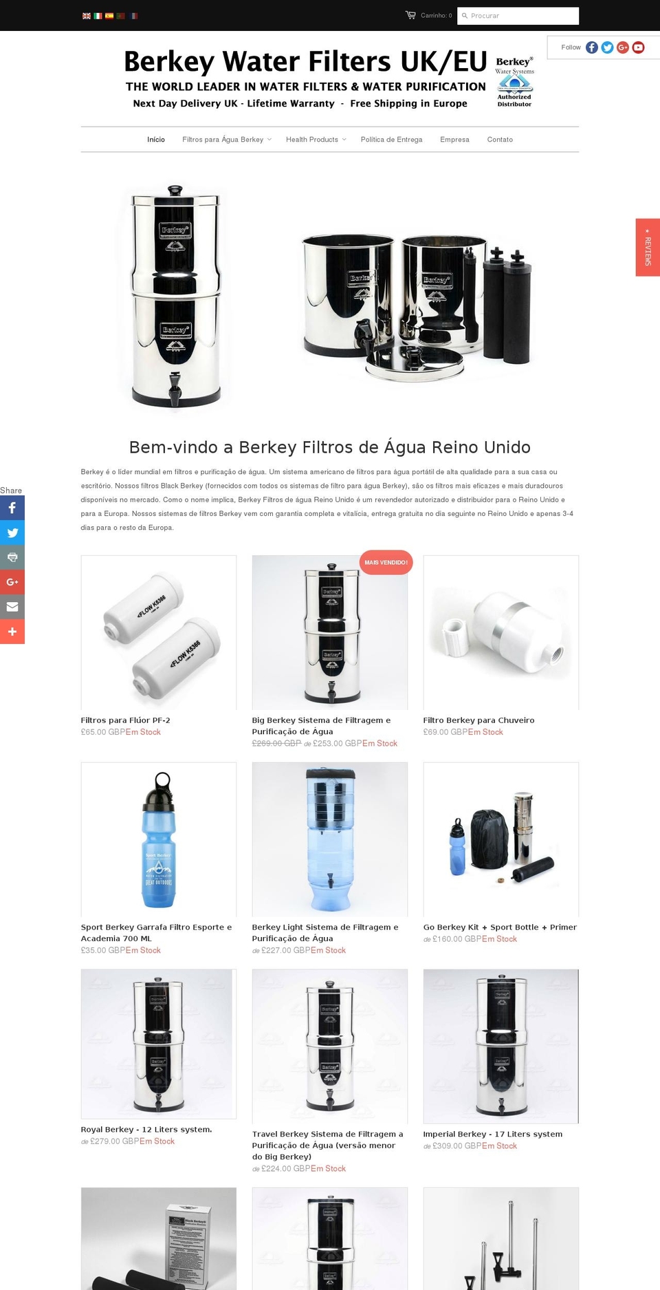 berkey-waterfilters.pt shopify website screenshot