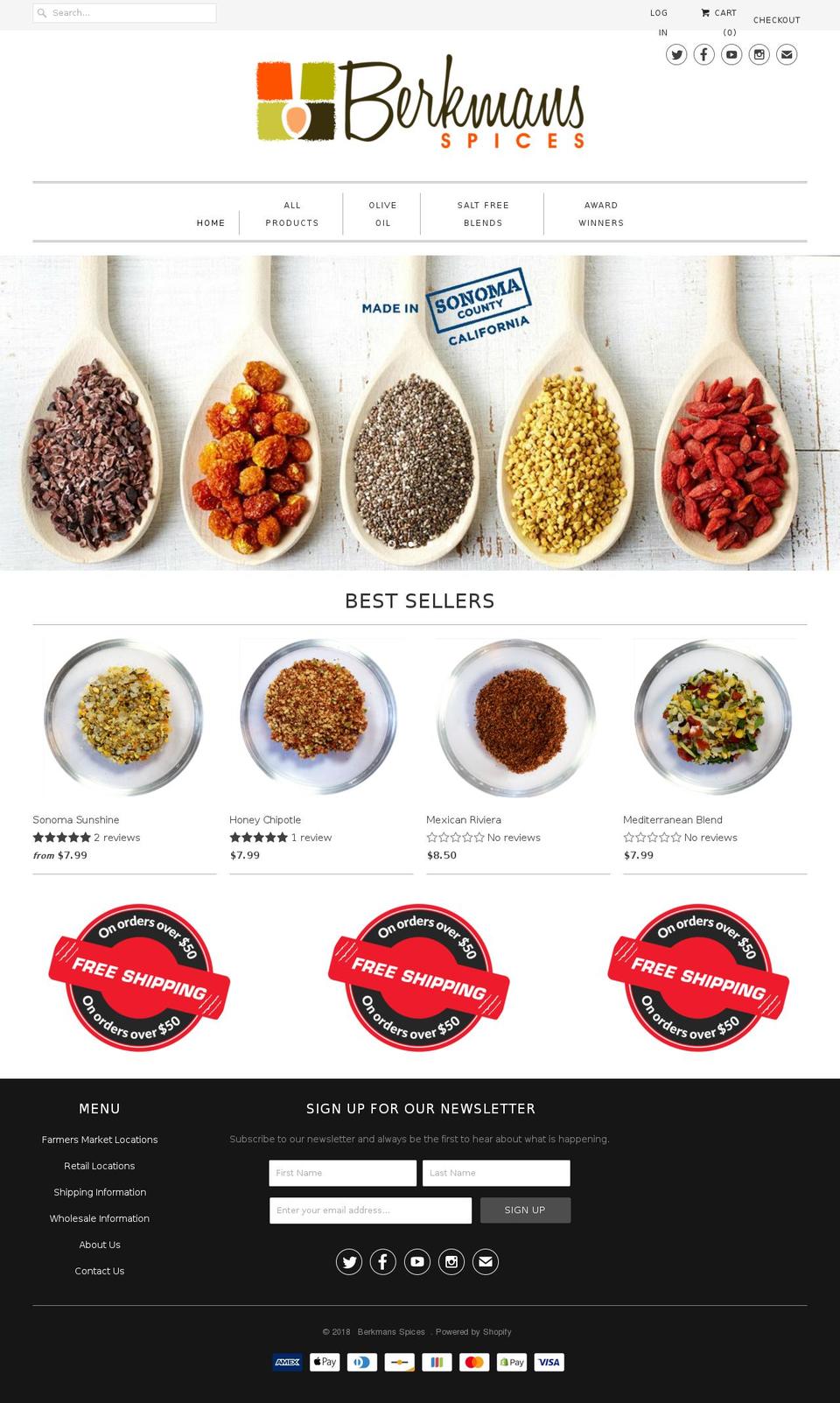 berkmansspices.com shopify website screenshot