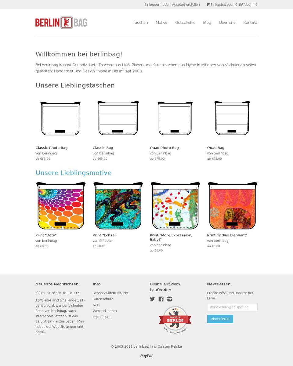 berlinbag.com shopify website screenshot