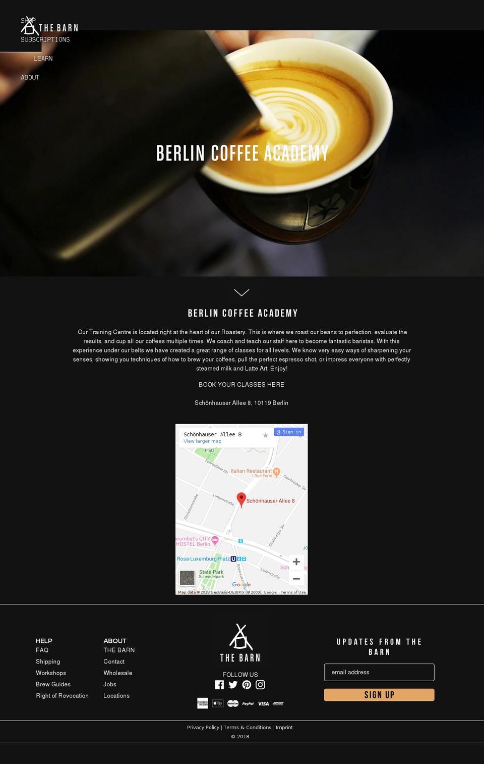 berlincoffeeacademy.com — Shopify storefront screenshot