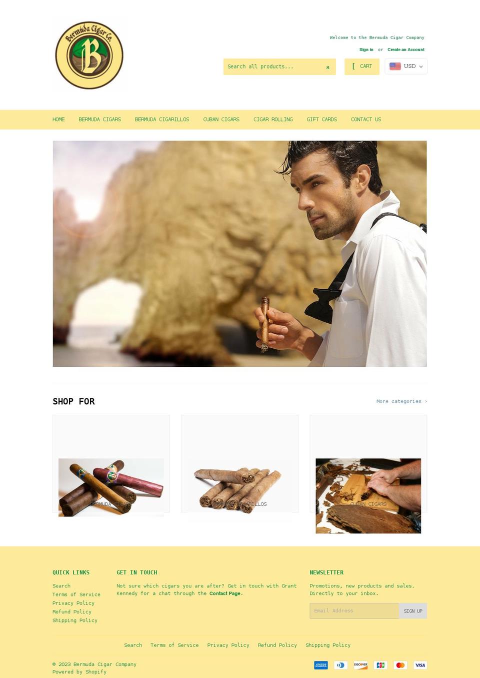 bermudacigarcompany.com shopify website screenshot