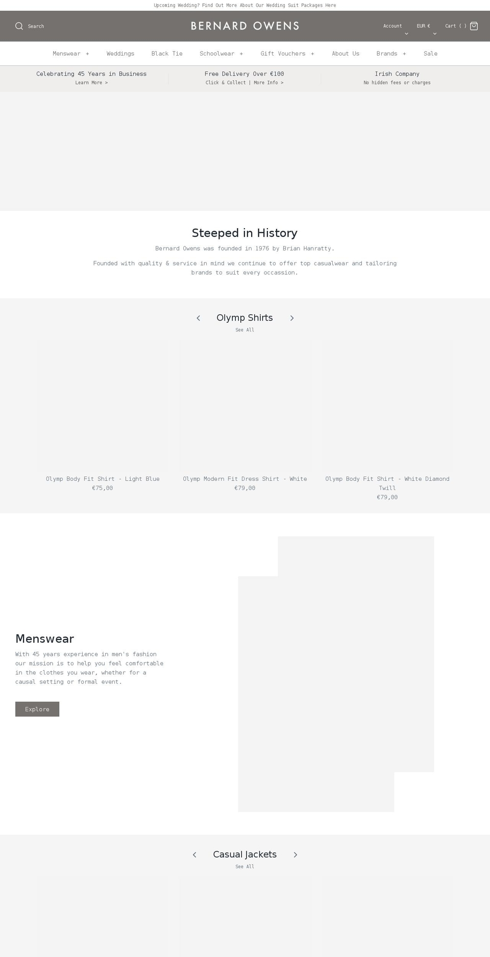 bernardowens.ie shopify website screenshot