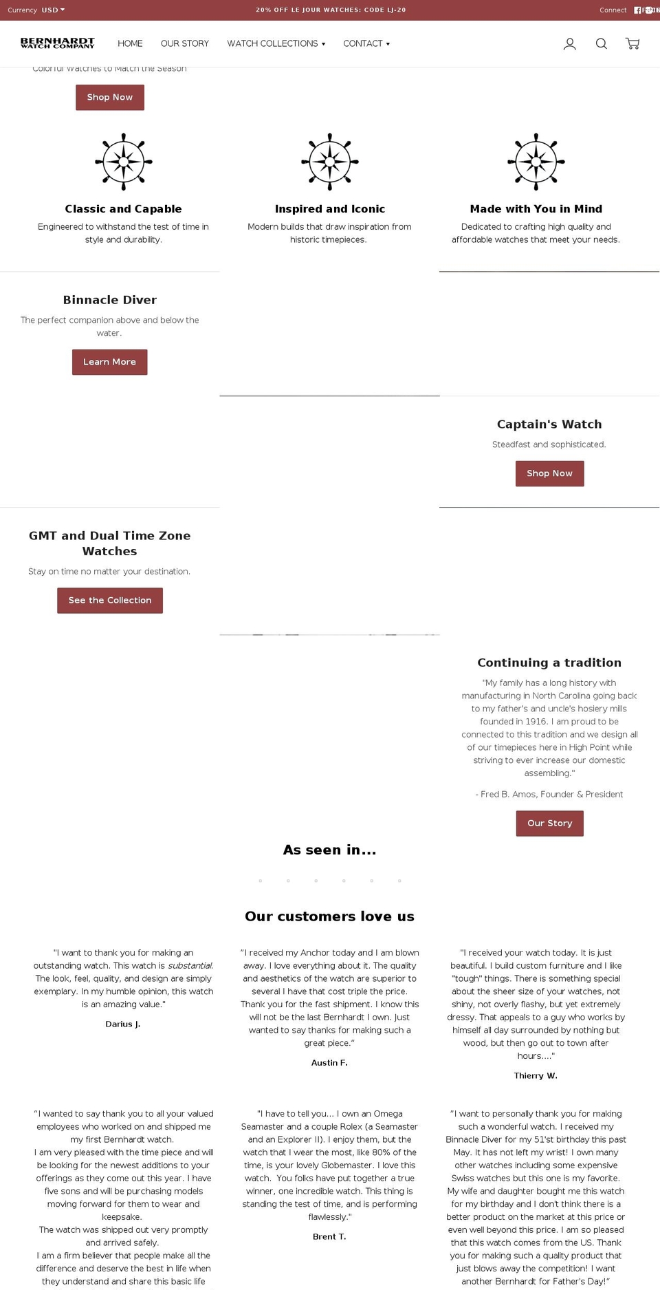 bernhardtwatch.com — Shopify storefront screenshot