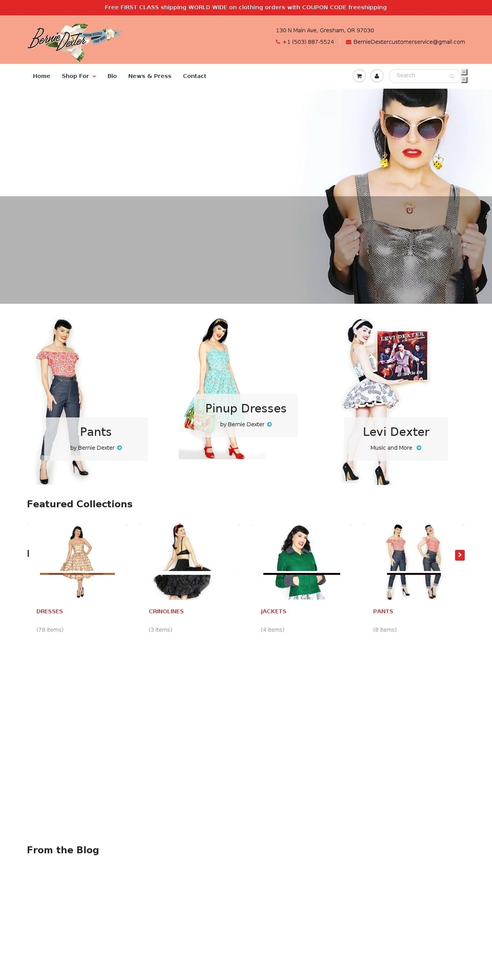 berniedexter.com shopify website screenshot
