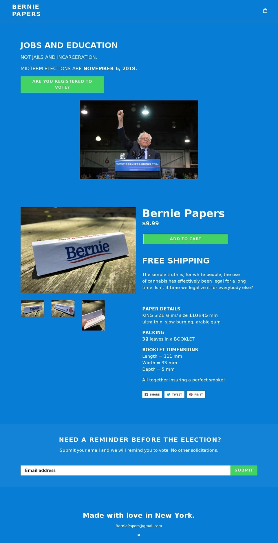 berniepapers.com — Shopify storefront screenshot