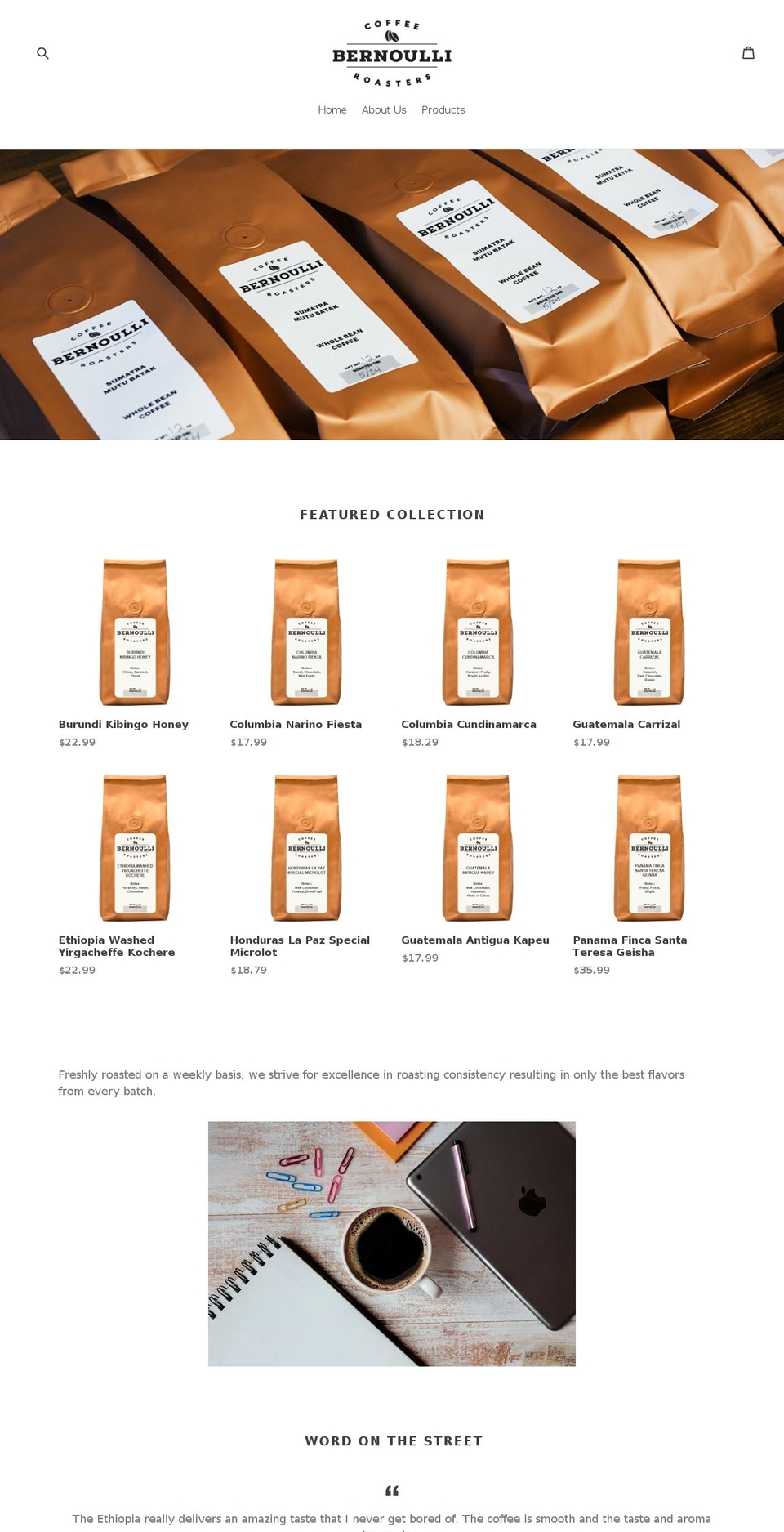 bernoullicoffee.com — Shopify storefront screenshot