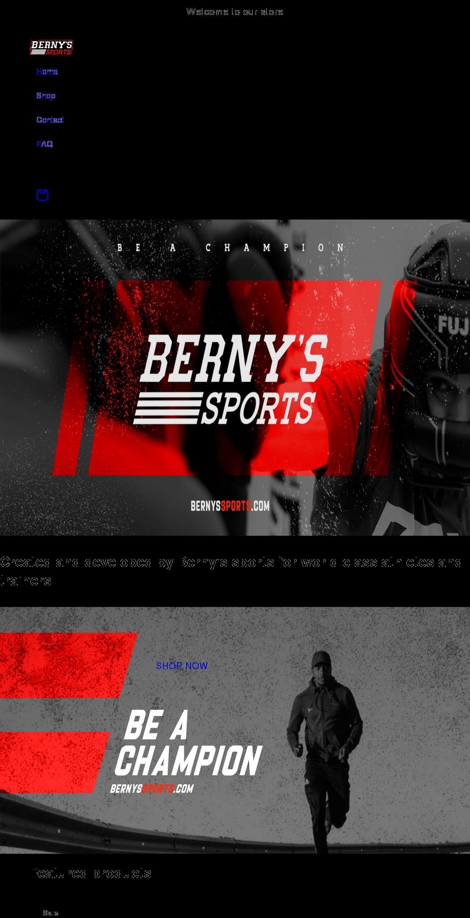 bernyssports.com shopify website screenshot